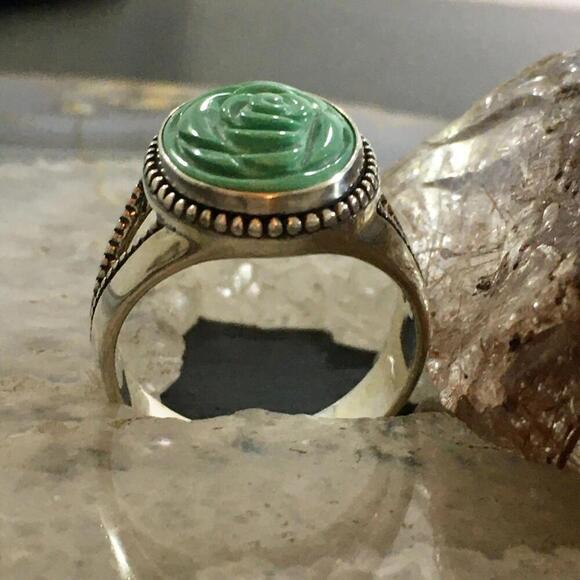 Carolyn Pollack Southwestern Style Sterling Silver Carved Turquoise Flower Ring - Picture 5 of 10